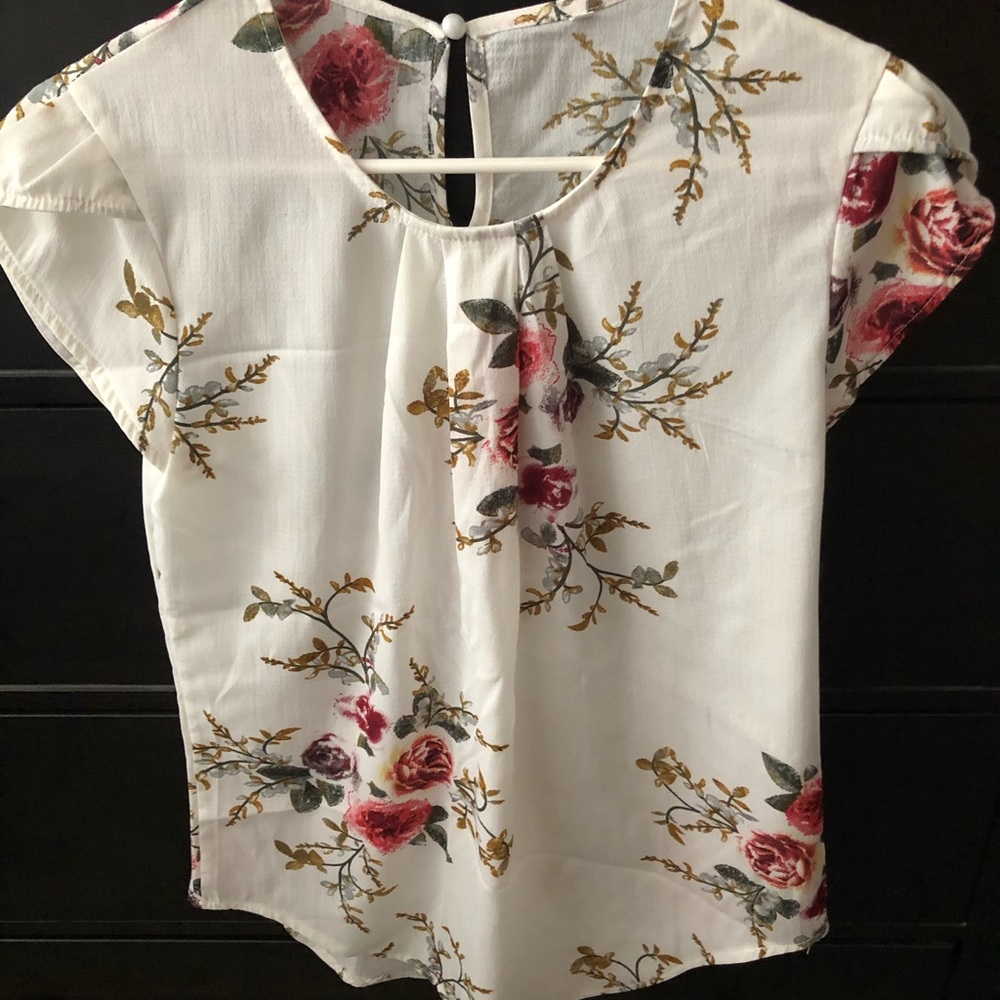 Shein white floral blouse